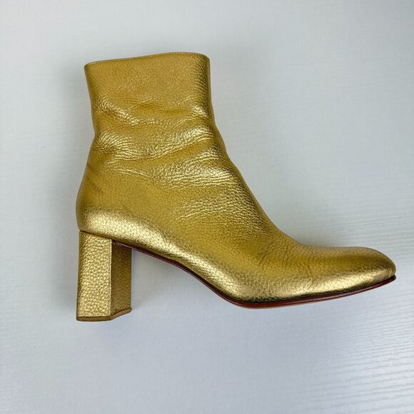 EUC Maryam Nassir Zadeh Gold Agnes Pebbled Leather Ankle Boots - Picture 6 of 13